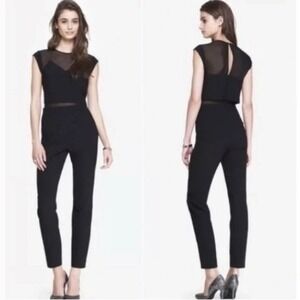 Express Womens Black Mesh Illusion Cutout Jumpsuit Size 8 Sleeveless
